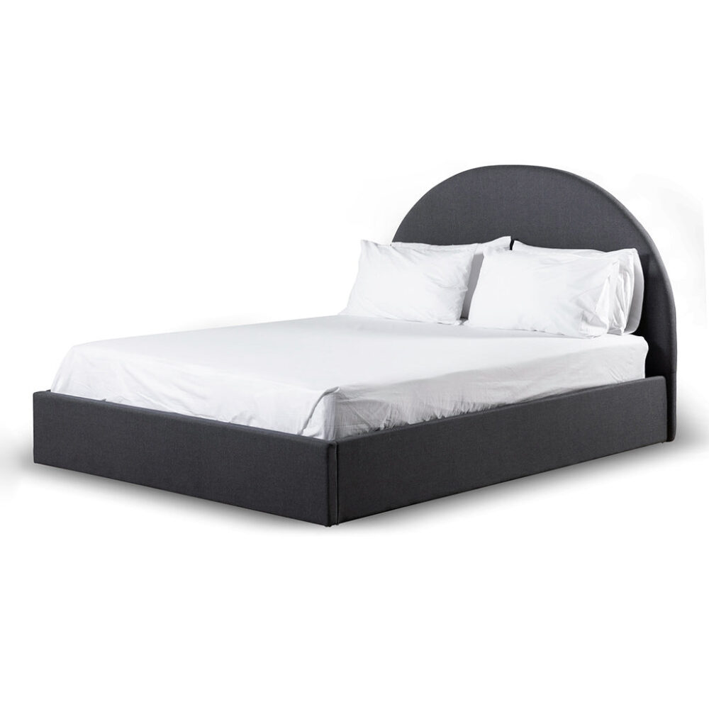 Antonia Fabric Queen Bed Frame - Charcoal Grey with Storage