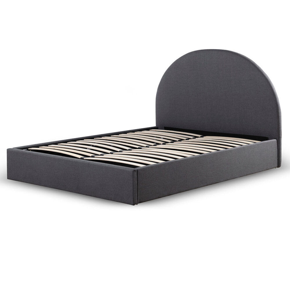 Antonia Fabric Queen Bed Frame - Charcoal Grey with Storage - Image 2