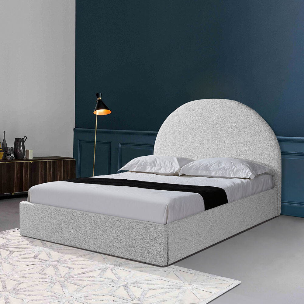 Antonia Queen Bed Frame - Pepper Boucle with Storage - Image 2