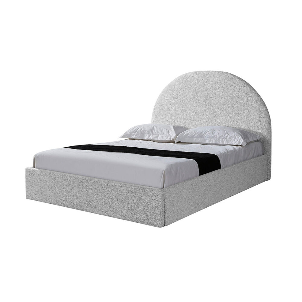 Antonia Queen Bed Frame - Pepper Boucle with Storage