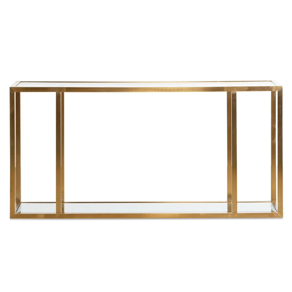 Burch 1.6m Glass Console Table - Brushed Gold - Image 2