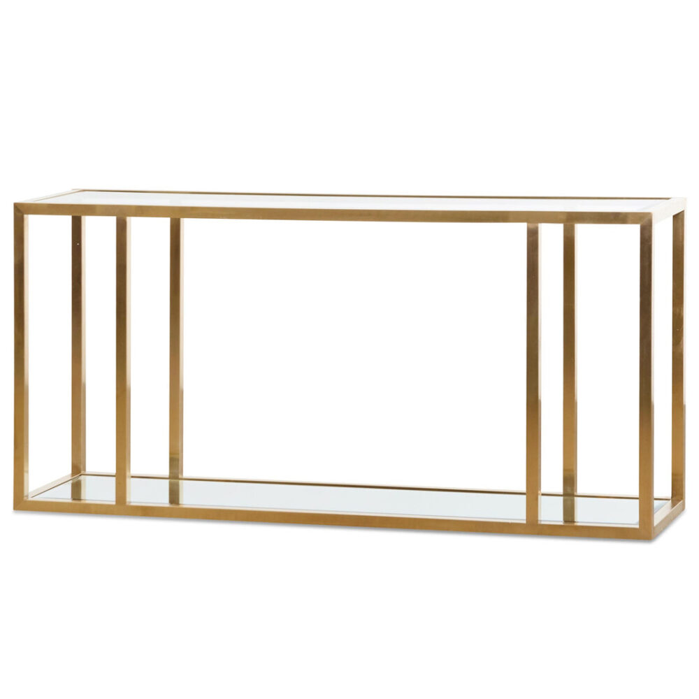 Burch 1.6m Glass Console Table - Brushed Gold