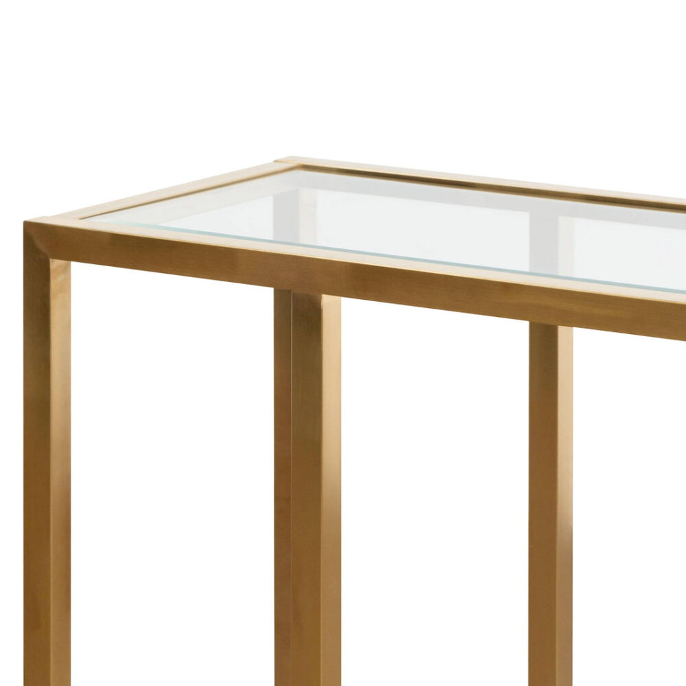 Burch 1.6m Glass Console Table - Brushed Gold - Image 4