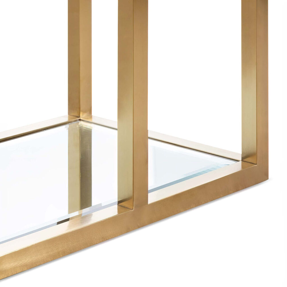 Burch 1.6m Glass Console Table - Brushed Gold - Image 6