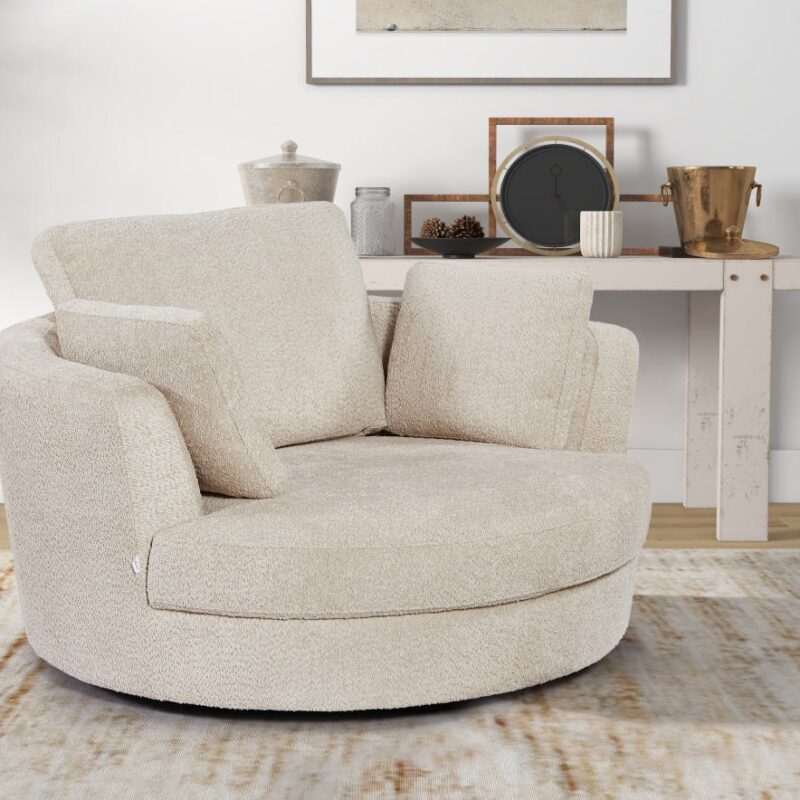 Cuddle Swivel Sofa Boucle Almond