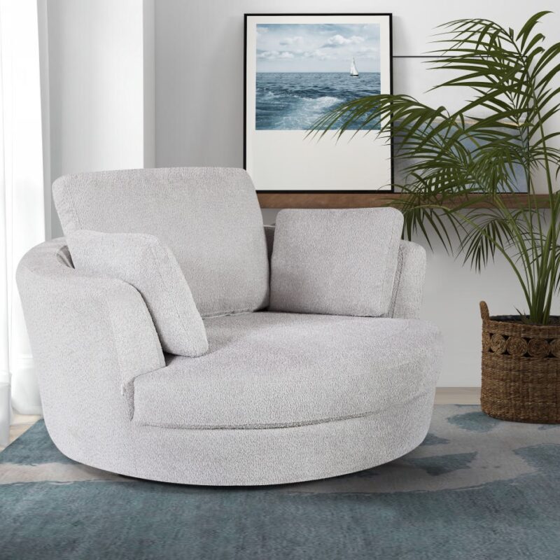 Cuddle Swivel Sofa Boucle Peweter